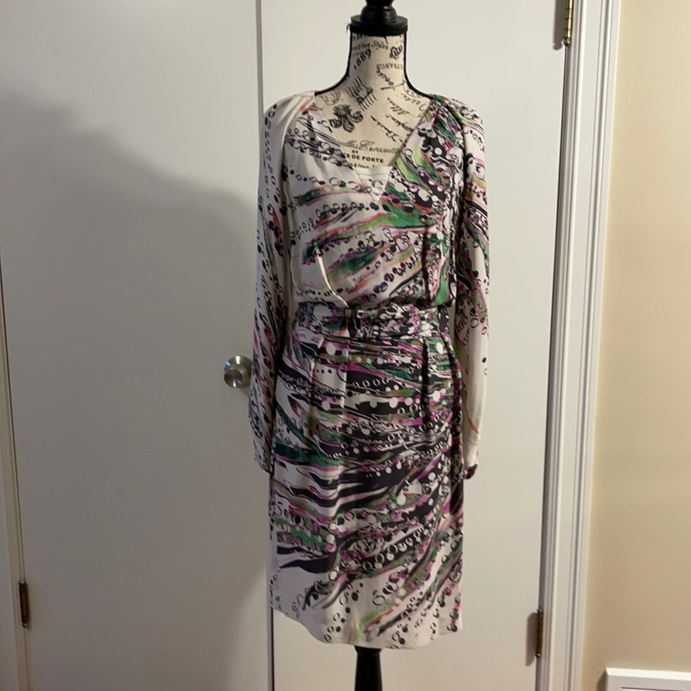 Anne Klein collection silk print dress